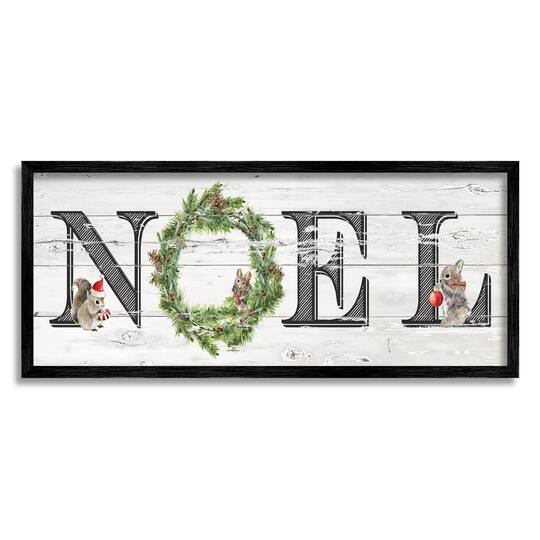 Stupell Industries Woodland Animal Noel Sign Framed Giclee Art